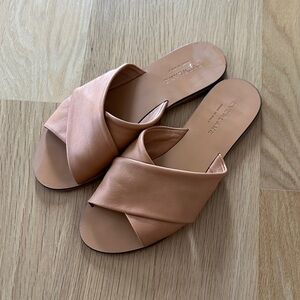 Everlane Tan Leather Crossband Slide Sandals